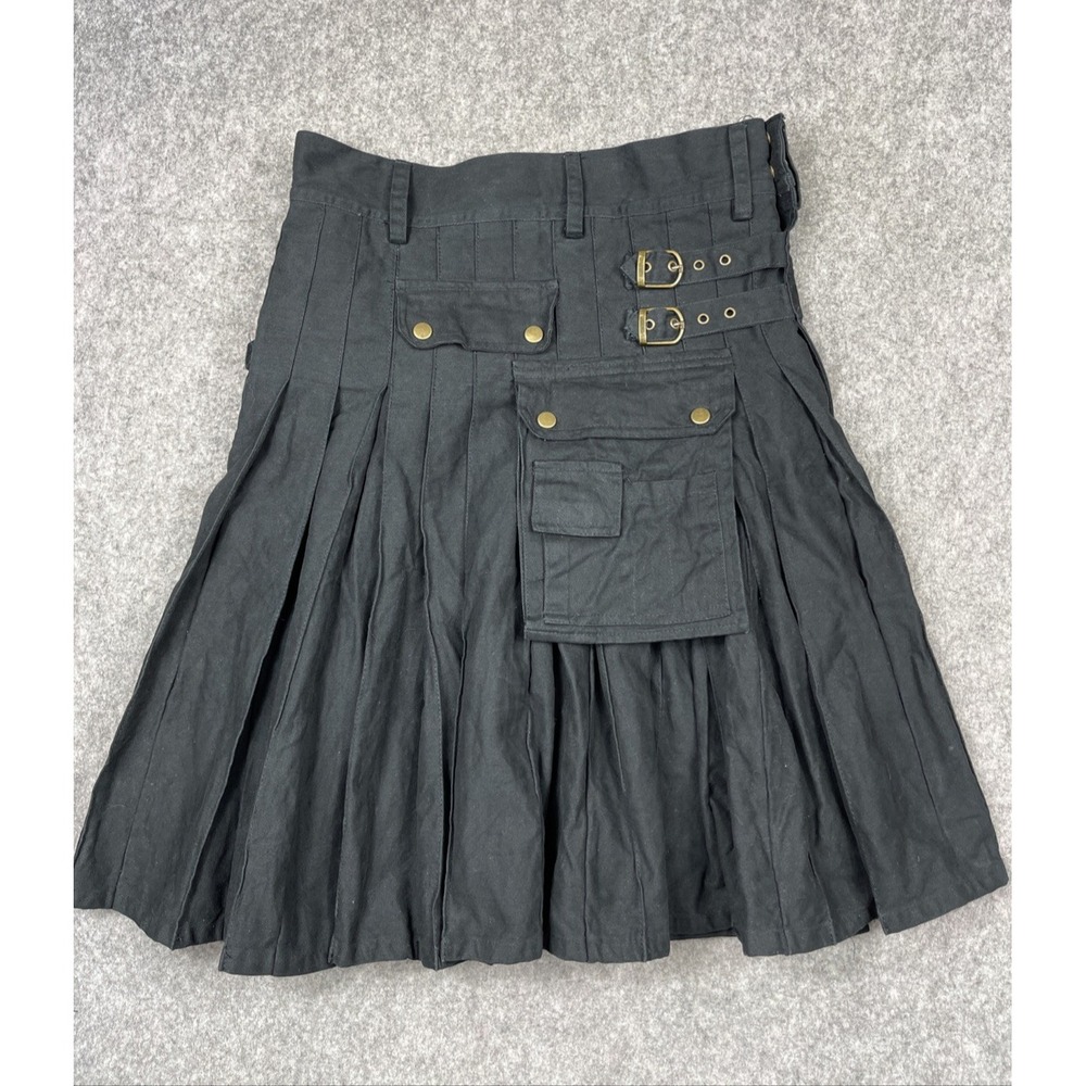 Scottish Highland Utility Kilt Cargo Belted Pockets Goth Steampunk Men's 32